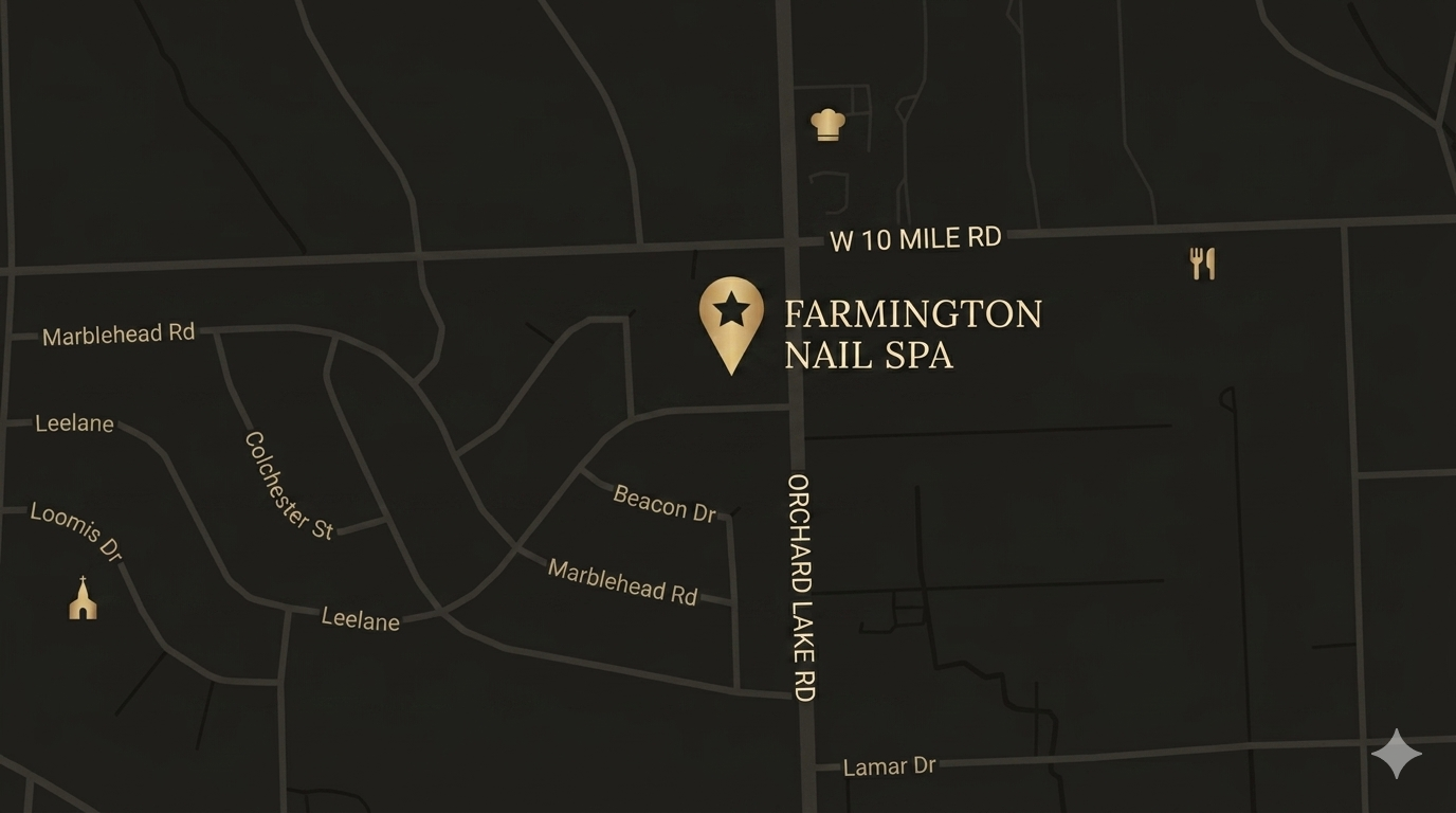 Map showing the location of Farmington Nail Spa